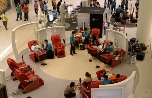 many people on Massage Chair