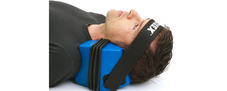 sleeping man with Air Neck Traction